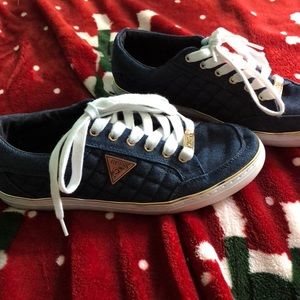 GUESS denim style with gold outlines sneakers